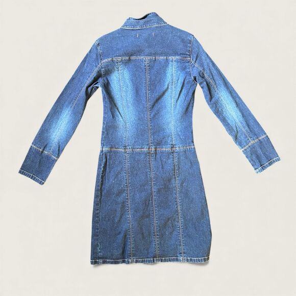 Arden B Denim Dress Jacket Women’s XS Longline Button Front 2000s Y2K Jean Dress - Picture 2 of 9